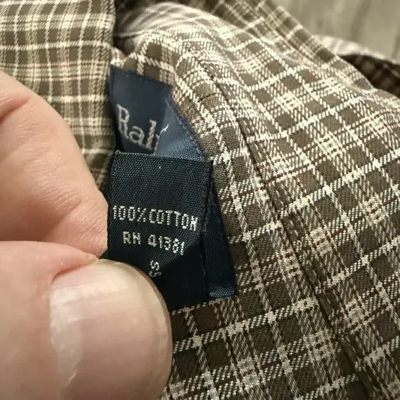 Ralph Lauren Shirt Mens Size Large Long Sleeve Brown Plaid 100% Cotton - Picture 4 of 8